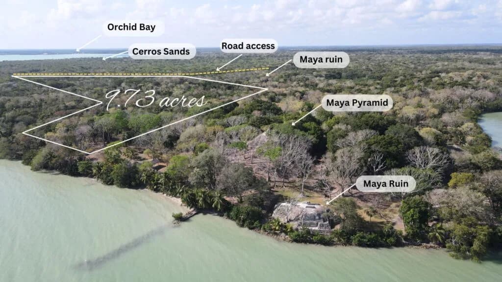 PL0081 – 9.73 acres of Beachfront at Cerros Peninsula, Beside Maya Ruins